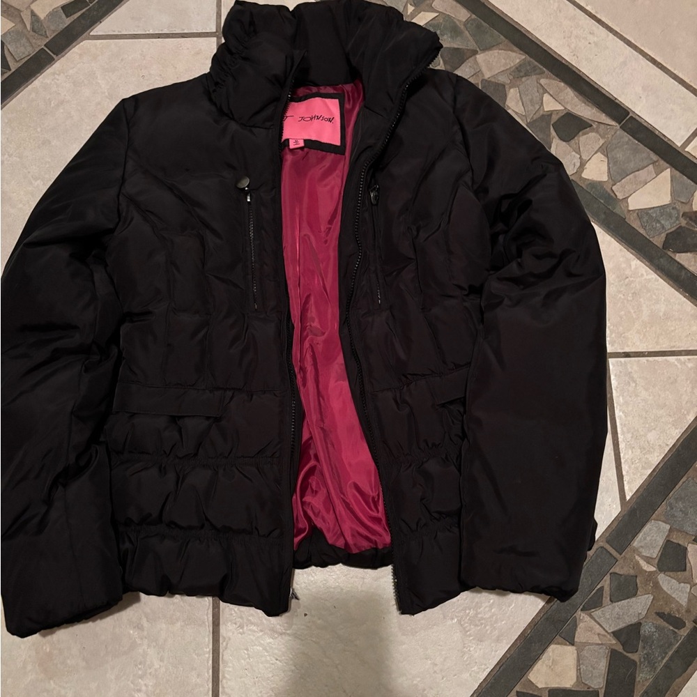 Betsey Johnson Black Jacket with Pink Lining